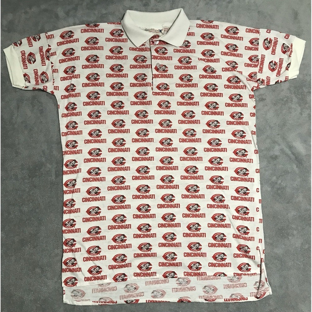 Vintage College Concepts Polo Shirt Cincinnati Reds Rare All Over One Size USA